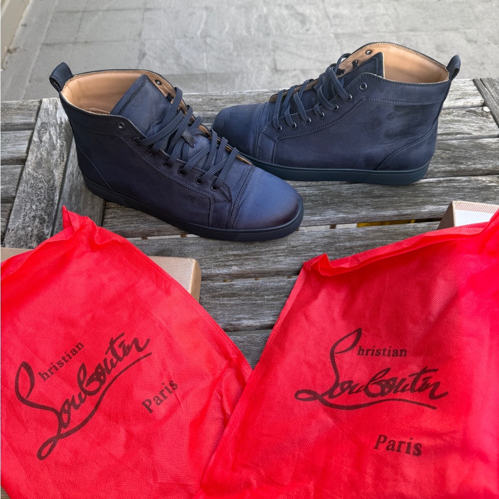 Christian Louboutin Navy High-Top Sneakers - Picture 4 of 12